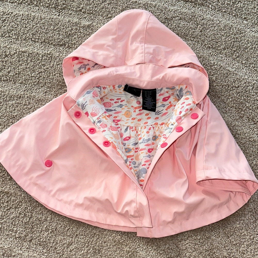 Pink Kids Hooded Raincoat